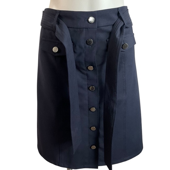 Talbots Bella Button A Line Navy Blue Skirt - Picture 5 of 10